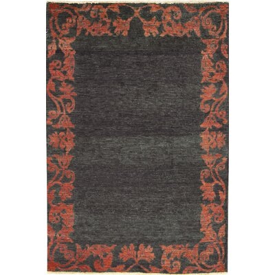 One-of-a-Kind Hand-Knotted Brick/Black 4' x 5'8" Wool Area Rug - Image 0