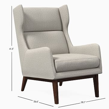 Ryder Chair, Poly, Yarn Dyed Linen Weave, Pearl Gray, Dark Walnut - Image 2