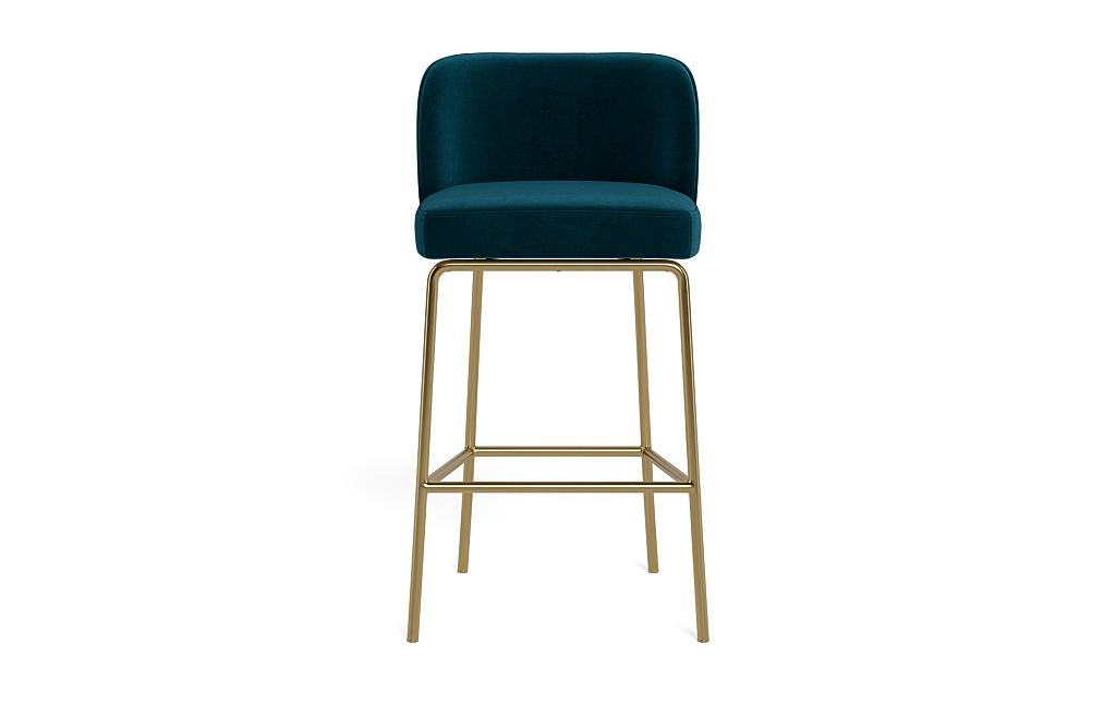 Graham Metal Framed Upholstered Bar Stool with Contrast Piping - Image 0