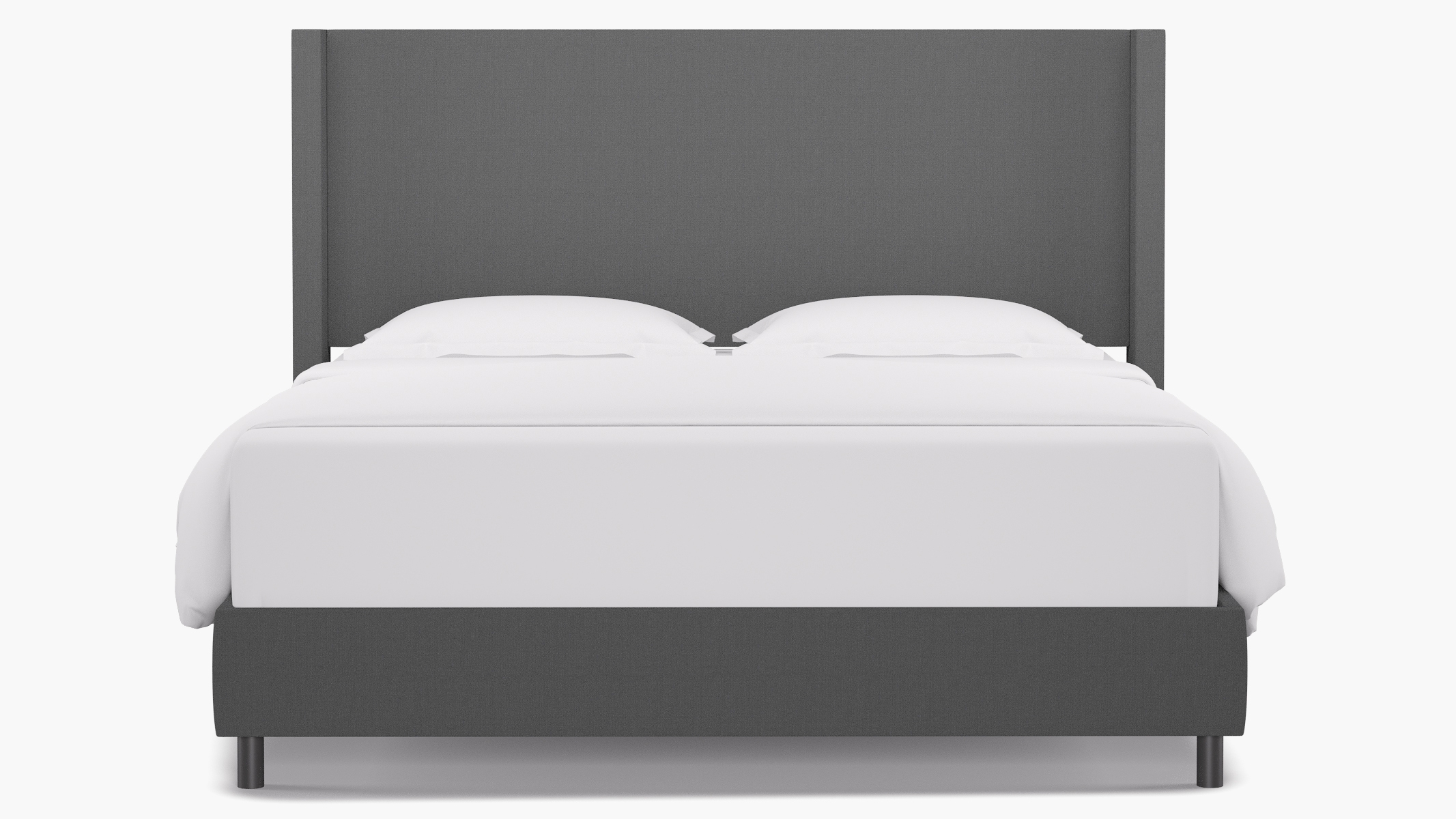 Modern Wingback Bed, Grey Linen, King - Image 0