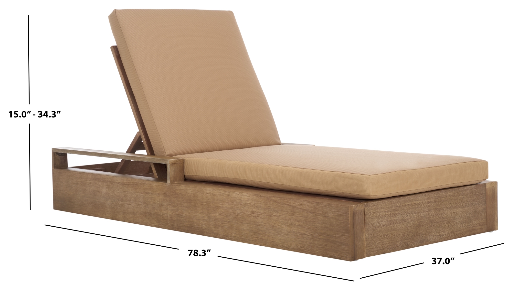 Lanai Wood Chaise Lounge Chair - Natural/Brown - Image 8