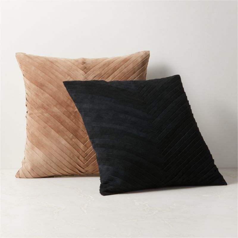 Kerro Black Woven Suede Throw Pillow Cover 18"x18" - Image 3