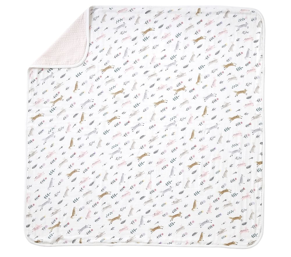 Ramona Oversized Organic Muslin Baby Blanket, 47x47, Pink Multi - Image 0