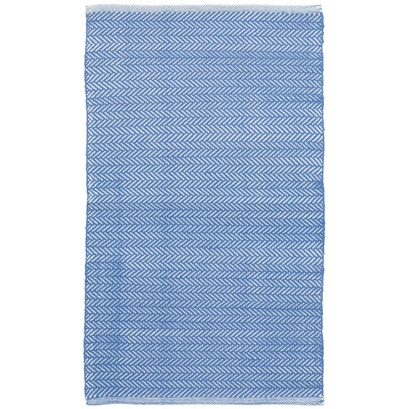 Dash and Albert Rugs Herringbone Geometric Handmade Flatweave Blue/White Indoor / Outdoor Area Rug - Image 0