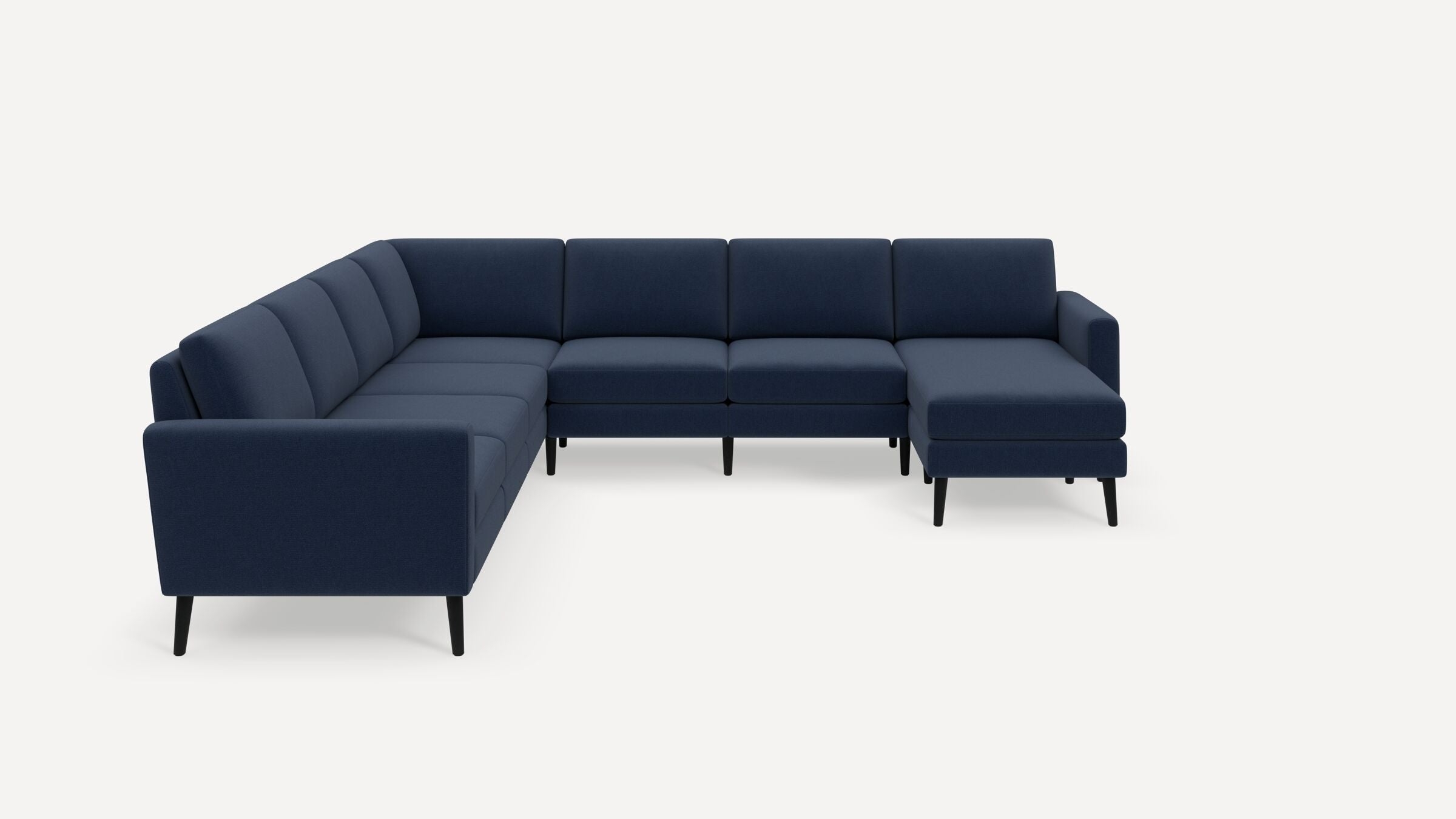 Nomad 7-Seat Corner Sectional with Chaise - Navy Blue - Performance Flatweave / Ebony - Wood / Block - Image 0