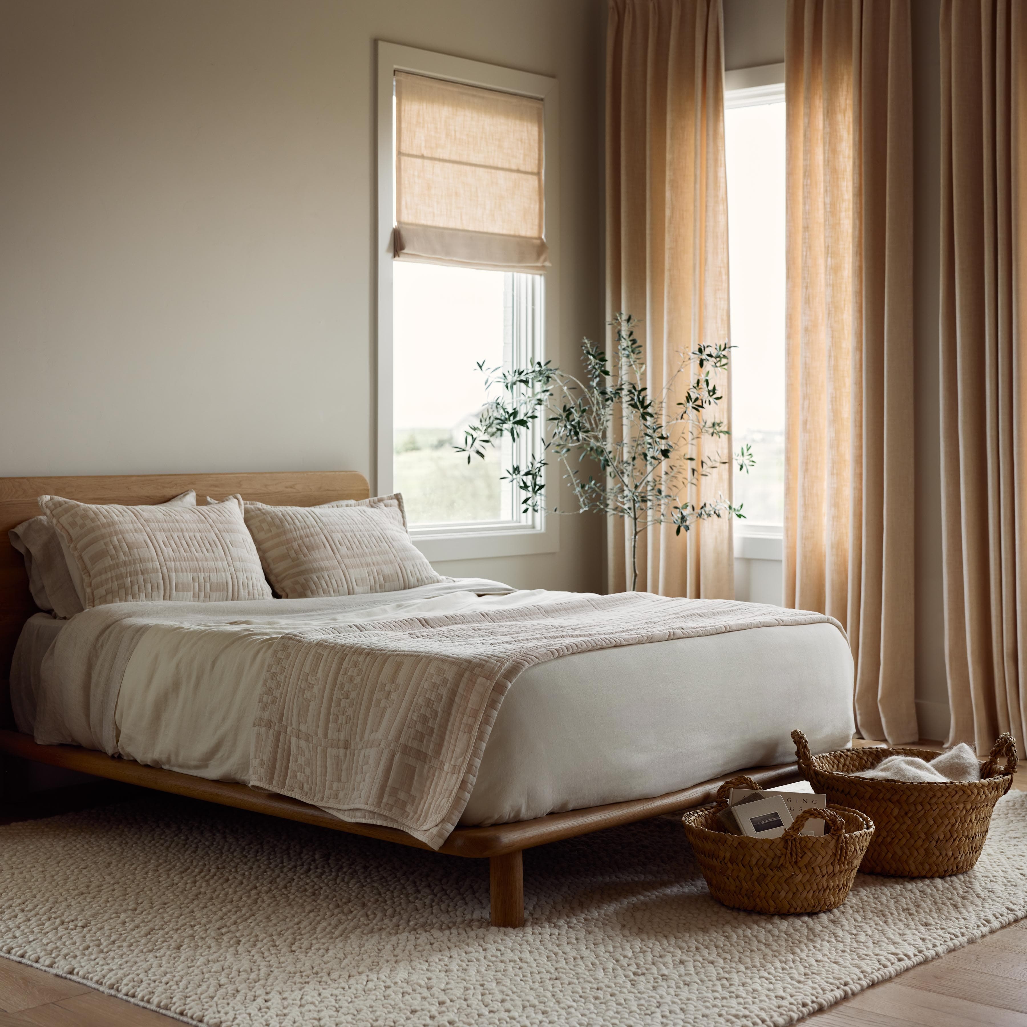 The Citizenry Alegria Organic Cotton Quilted Shams | King Set | Stone Blue - Image 2