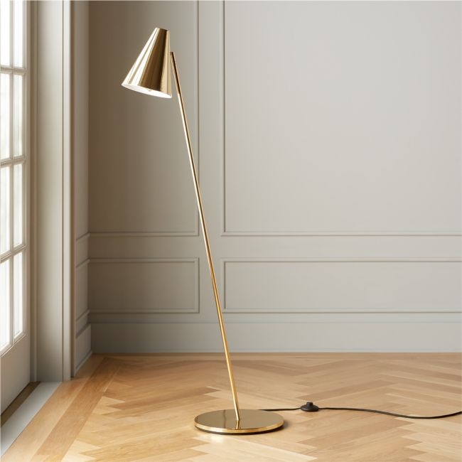 Task Polished Brass Floor Lamp - Image 0