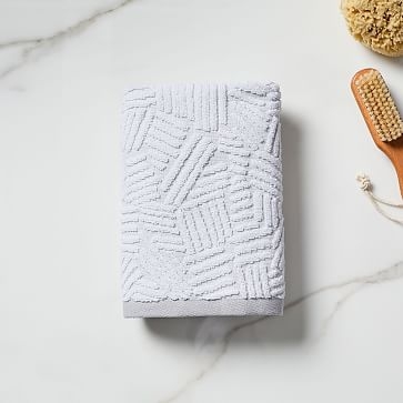 Organic Dashed Lines Sculpted Towel, Hand Towel, Frost Gray - Image 0