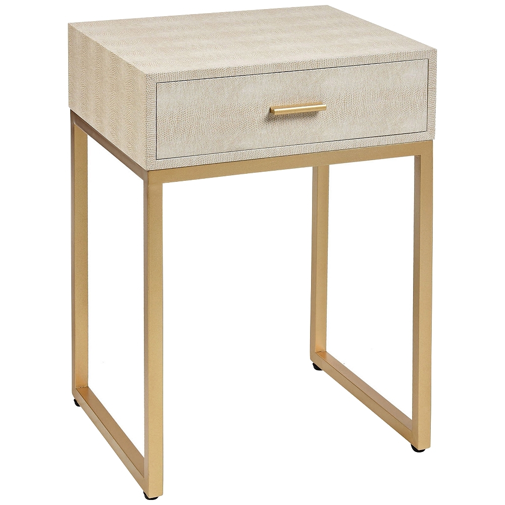 Les Revoires 16" Wide Cream and Gold 1-Drawer Accent Table - Style # 86A92 - Image 0