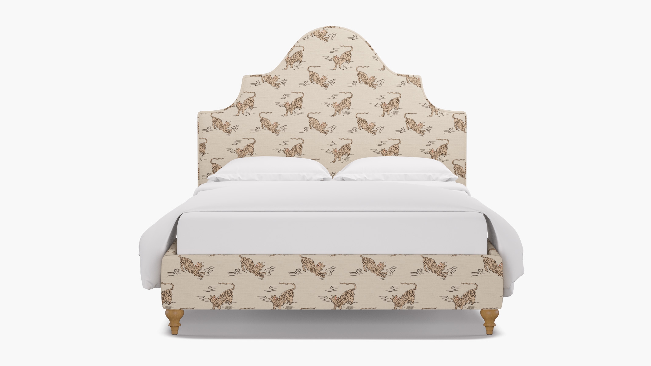 Statement Bed, Canvas Tigresse, Natural Traditional Turned Leg, Twin - Image 0