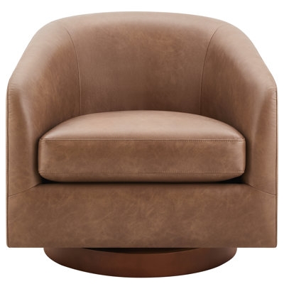 Bennett Vegan  Leather Swivel Barrel Chair - Image 0