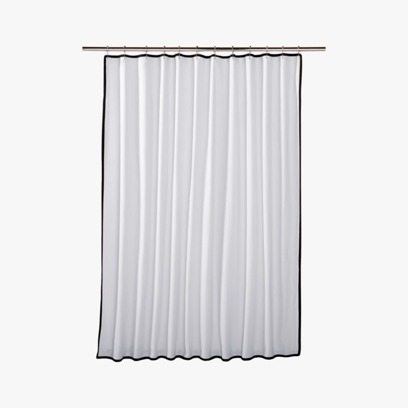 Capri Organic Cotton White with Black Border Shower Curtain 72" - Image 2
