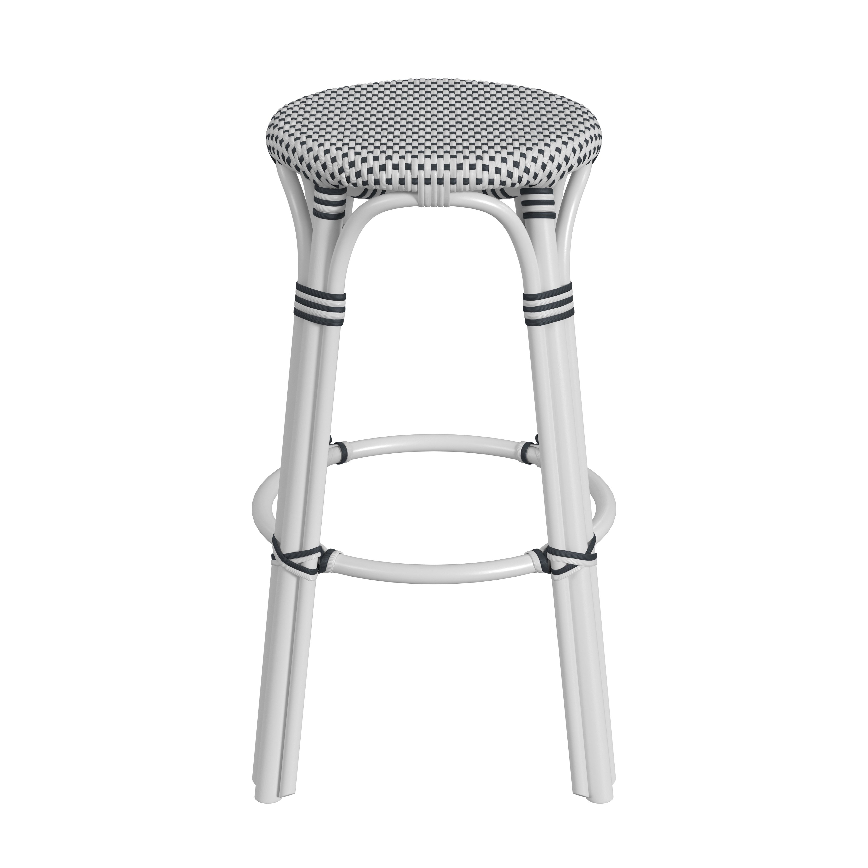 Tobias White/Black Dot / White Rattan Frame Bar Stool - Image 2