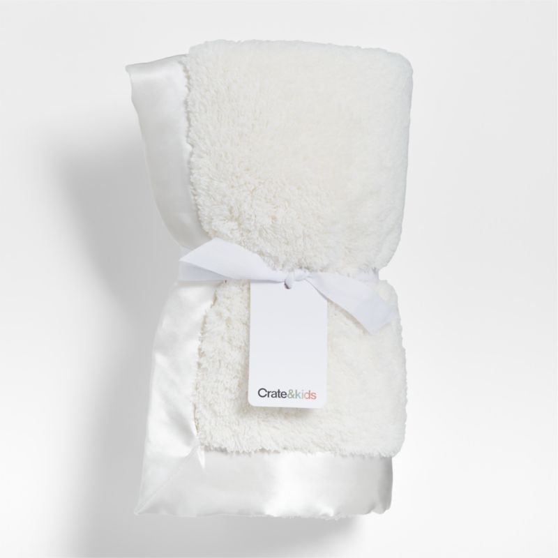 Cream Satin Trim Plush Baby Stroller Blanket - Image 3