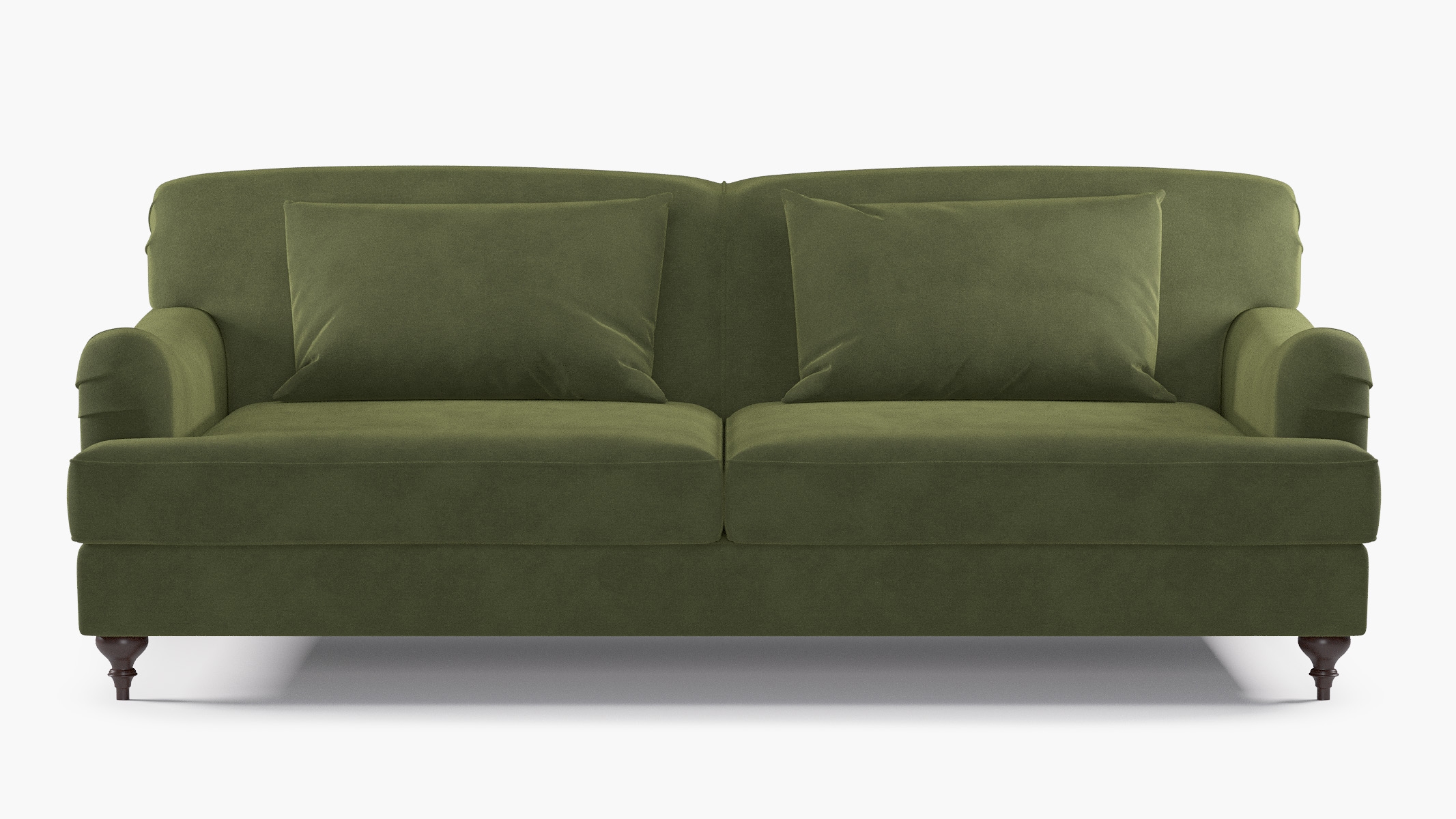 English Roll Arm Sofa, Zucchini Luxe Velvet, Walnut - Image 0