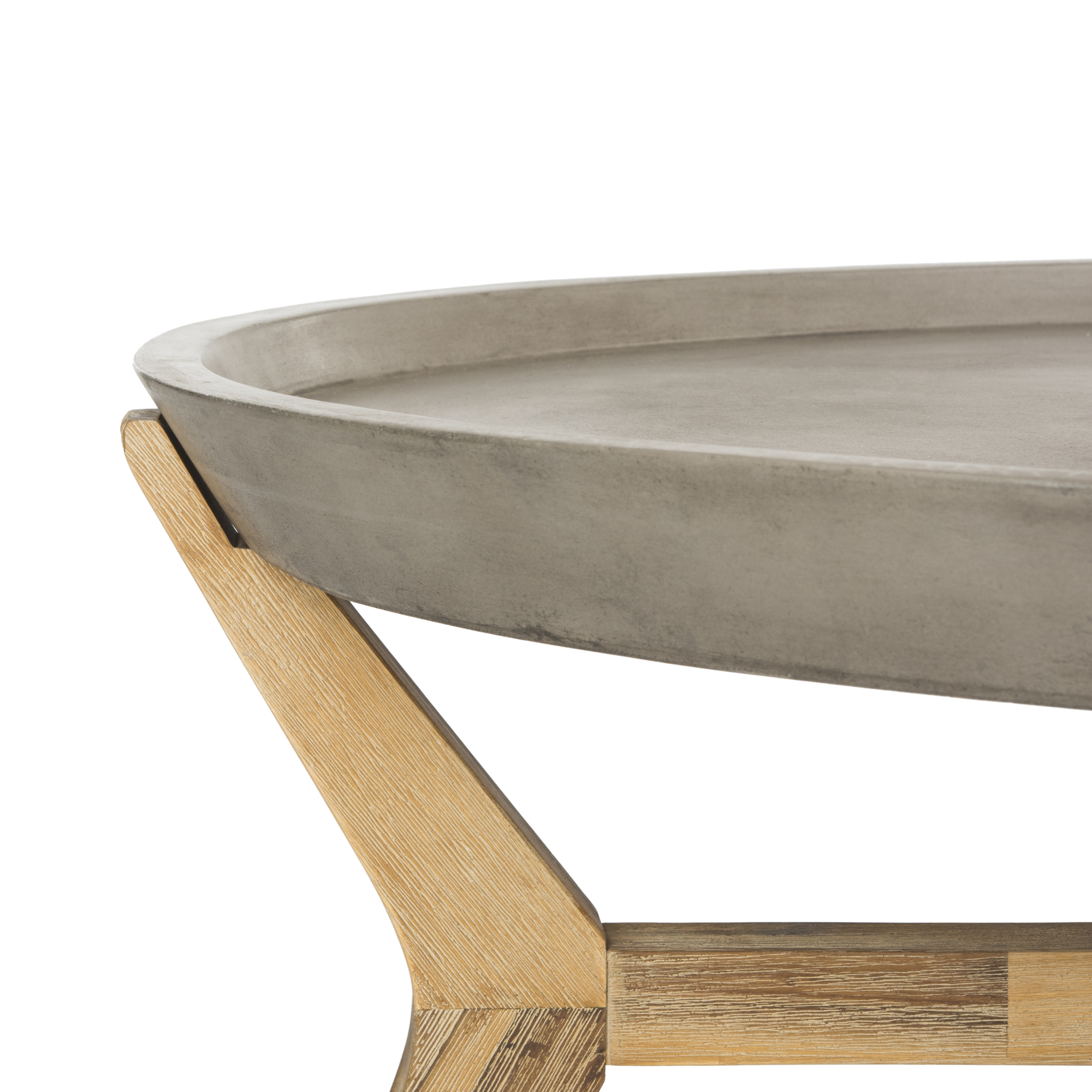 Hadwin Indoor/Outdoor Modern Concrete Oval 31.5-Inch Dia Coffee Table - Dark Grey - Image 3