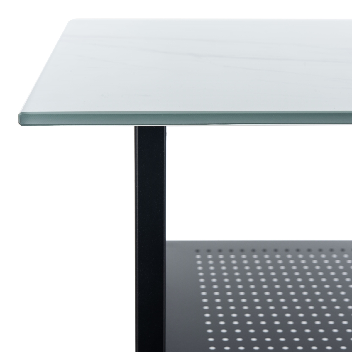 Xyla 3 Shelf Glass Top Desk - White / Black - Safavieh - Image 2