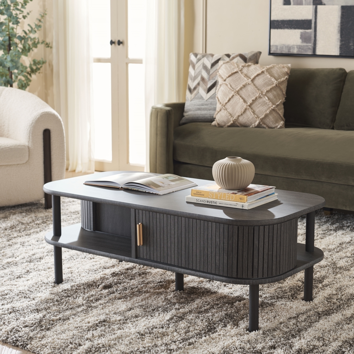 Tealla Coffee Table - Distressed Black / Gold - Safavieh - Image 1