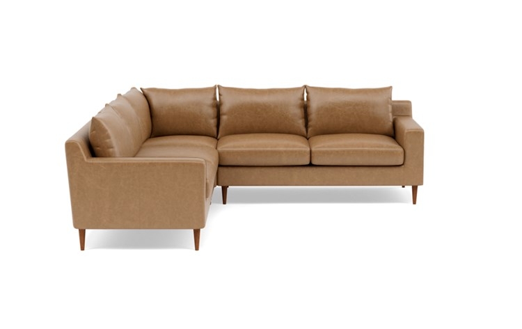 Sloan Leather Corner Sectional with Brown Palomino Leather, double down cushions, and Oiled Walnut legs - Image 2
