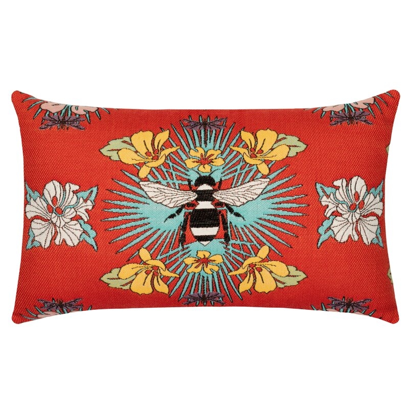 Elaine Smith Tropical Bee Outdoor Rectangular Sunbrella® Pillow Cover & Insert - Image 0