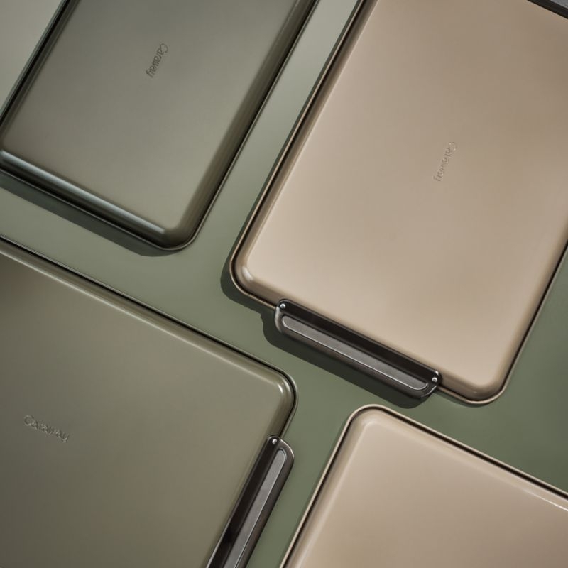 Caraway ® Olive Green Ceramic Non-Stick 2-Piece Baking Sheet Duo with Gunmetal Hardware - Image 2