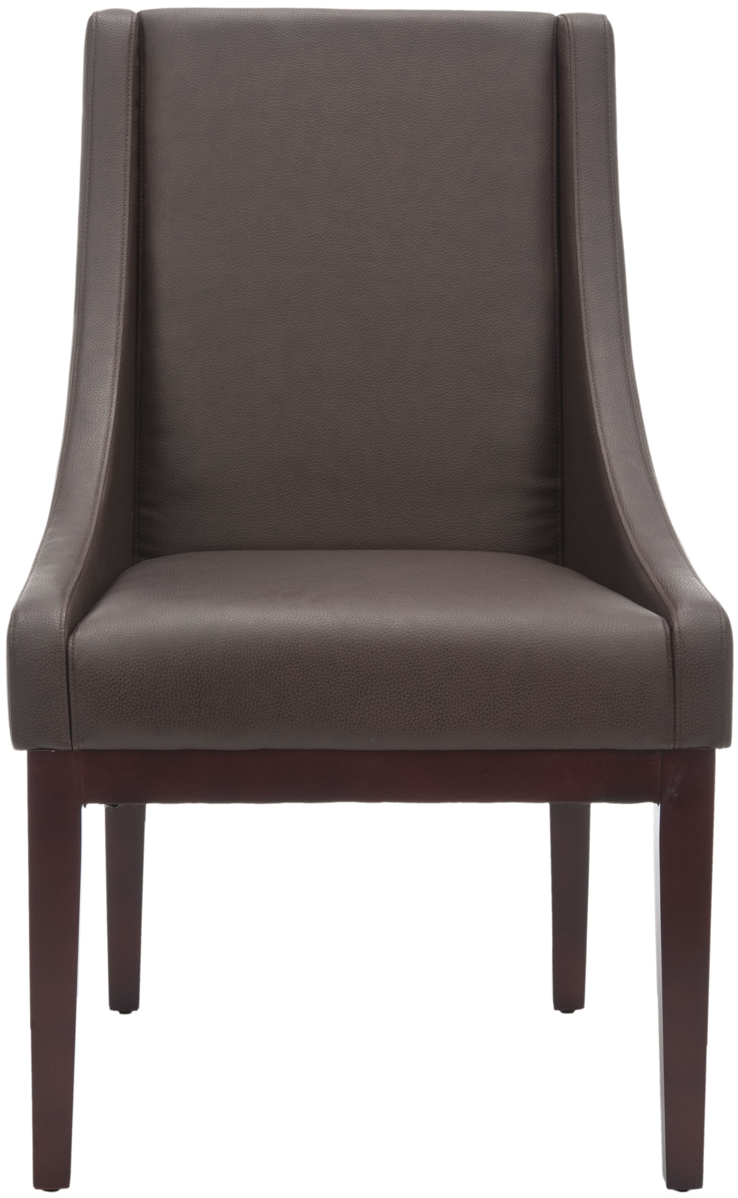 Brown Leather Sloping Armchair - Brown/Dark Cherry Finish - Safavieh - Image 1
