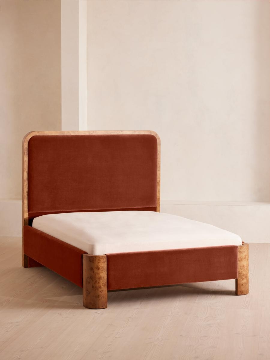 Tremont Bed, Queen, Velvet, Rust, US - Image 0