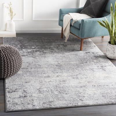 Heimskringla Abstract Silver Gray/Charcoal Area Rug - Image 1