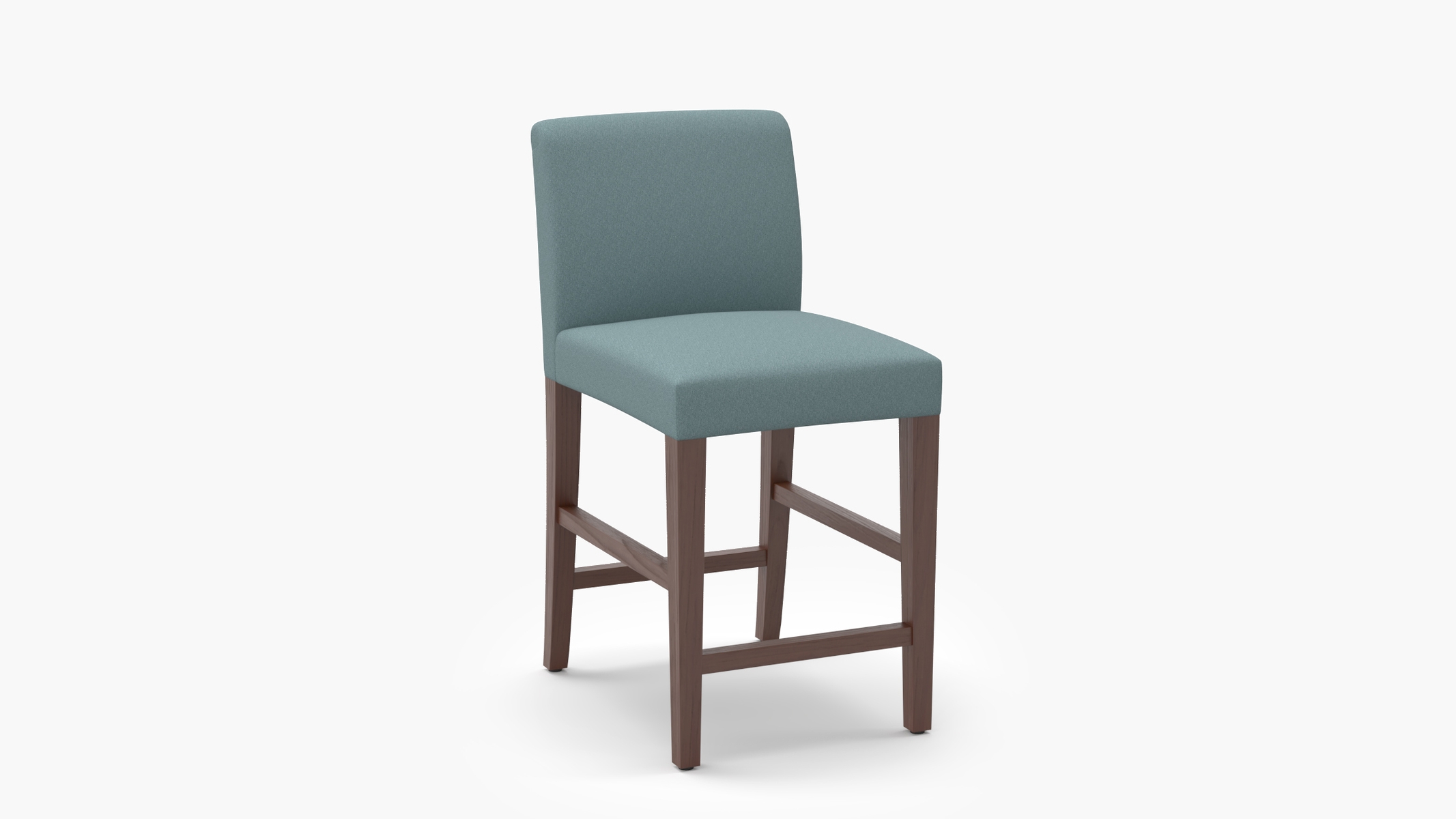Signature Dining Counter Stool, Seaglass Everyday Linen, Walnut Square Tapered Leg - Image 1