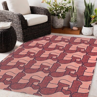 RIBBON RED Outdoor Rug By Becky Bailey - Image 0