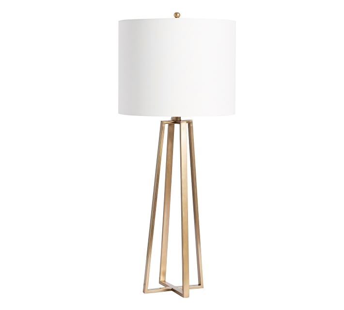 Carter Table Lamp, Champagne Brass with Ivory Shade - Image 0