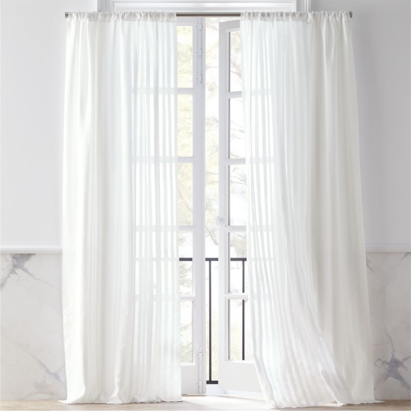 Track White Striped Curtain Panel 48"x120" - Image 1