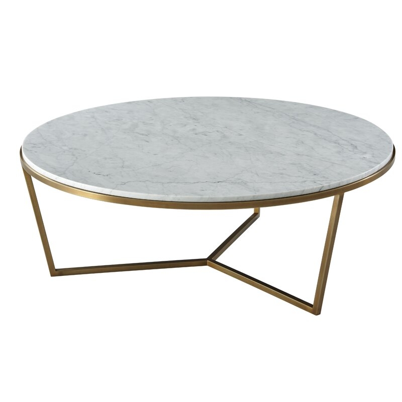 Theodore Alexander Fisher Coffee Table Table Base Color: Brushed Brass - Image 0