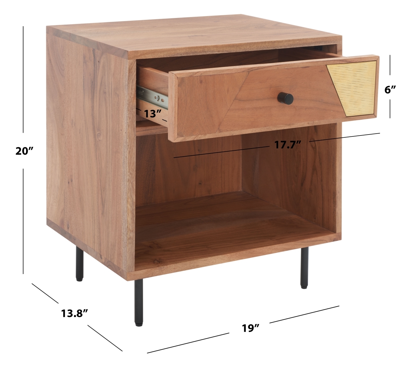 Benford 1 Drawer Nightstand - Natural / Gold - Safavieh - Image 9