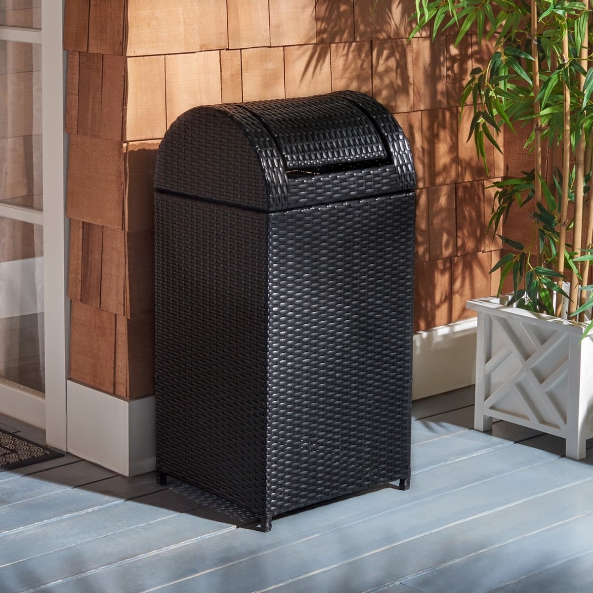 Serapis Trash Bin - Black - Safavieh - Image 1
