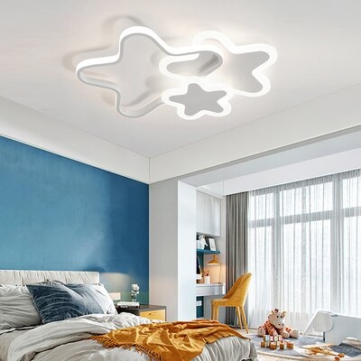 White Star-Shaped LED Flush-Mounted Ceiling Light Adjustable Light Colors 37W - Image 0