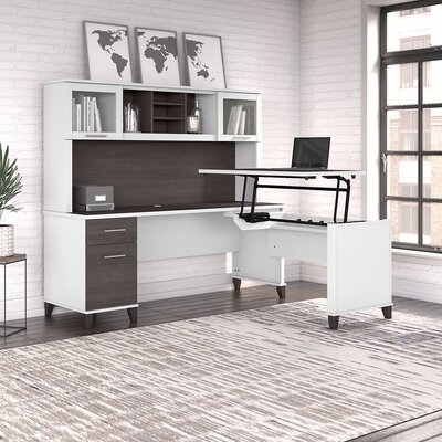 Javeon L-Shape Standing Desk with Hutch - Image 0