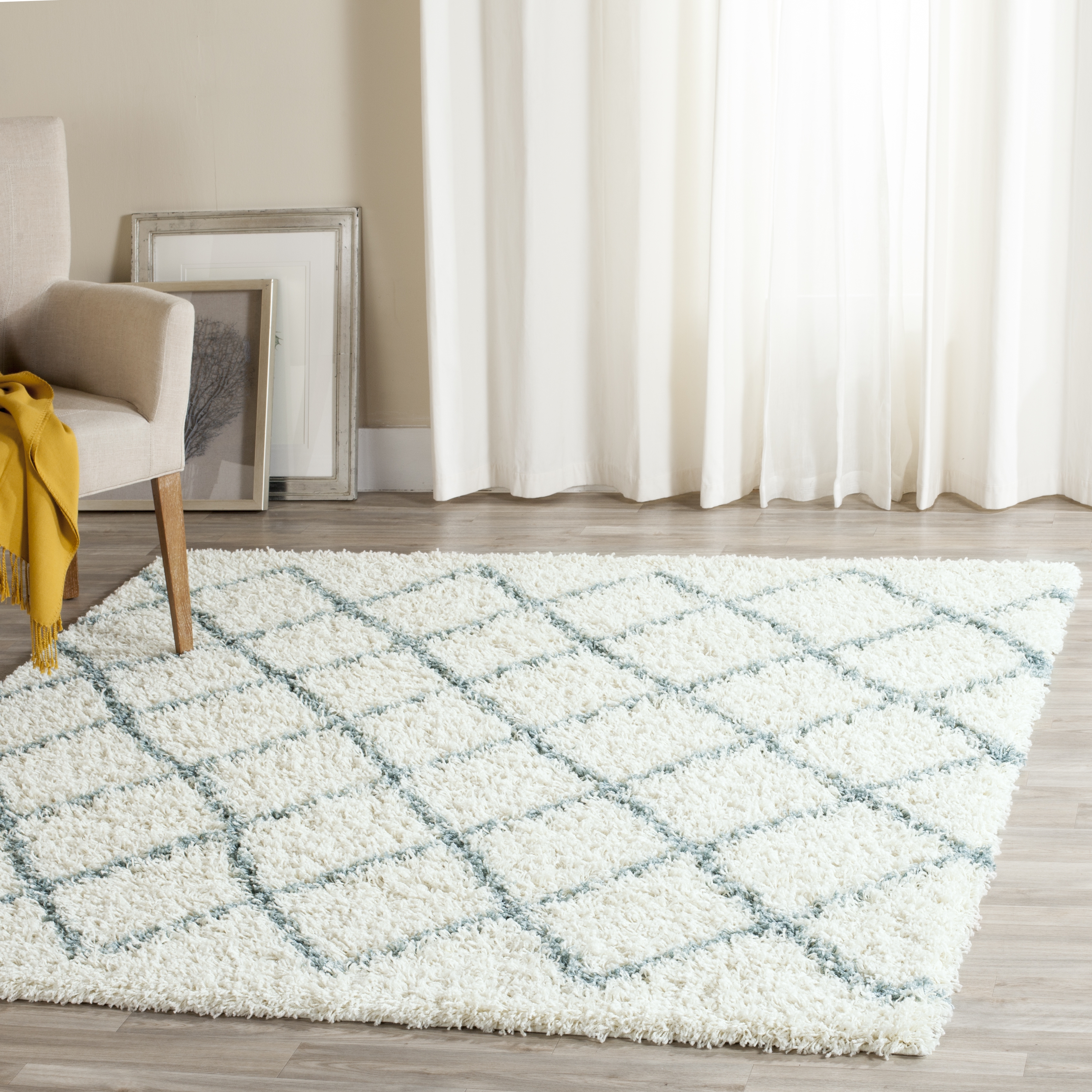 Arlo Home Woven Area Rug, SGD258J, Ivory/Seafoam,  6' X 6' Square - Image 1