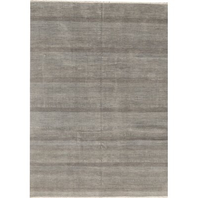 Striped Hand-Knotted Gray Area Rug - Image 0