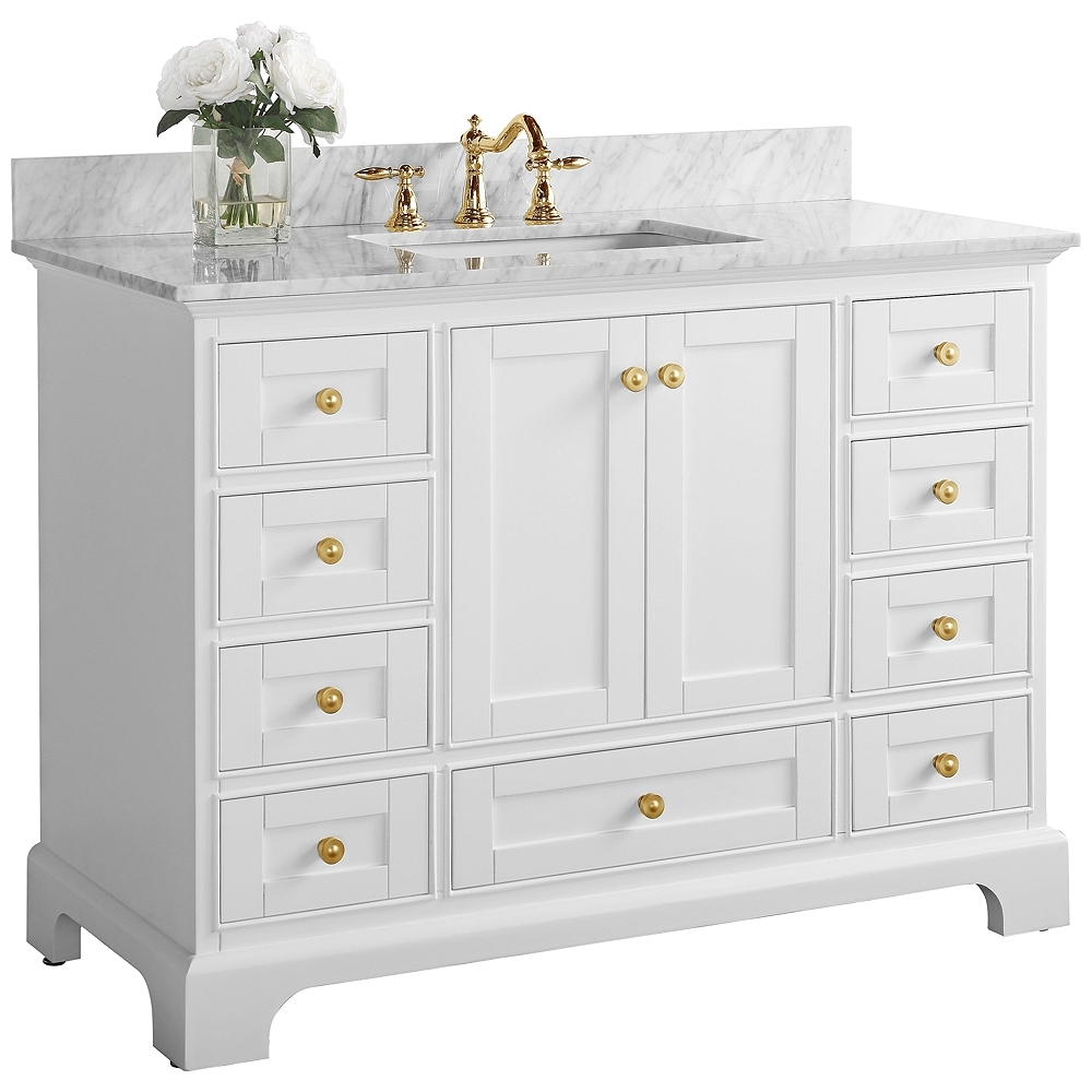 Audrey 48"W White Marble Gold Hardware Single Sink Vanity - Style # 62X10 - Image 0