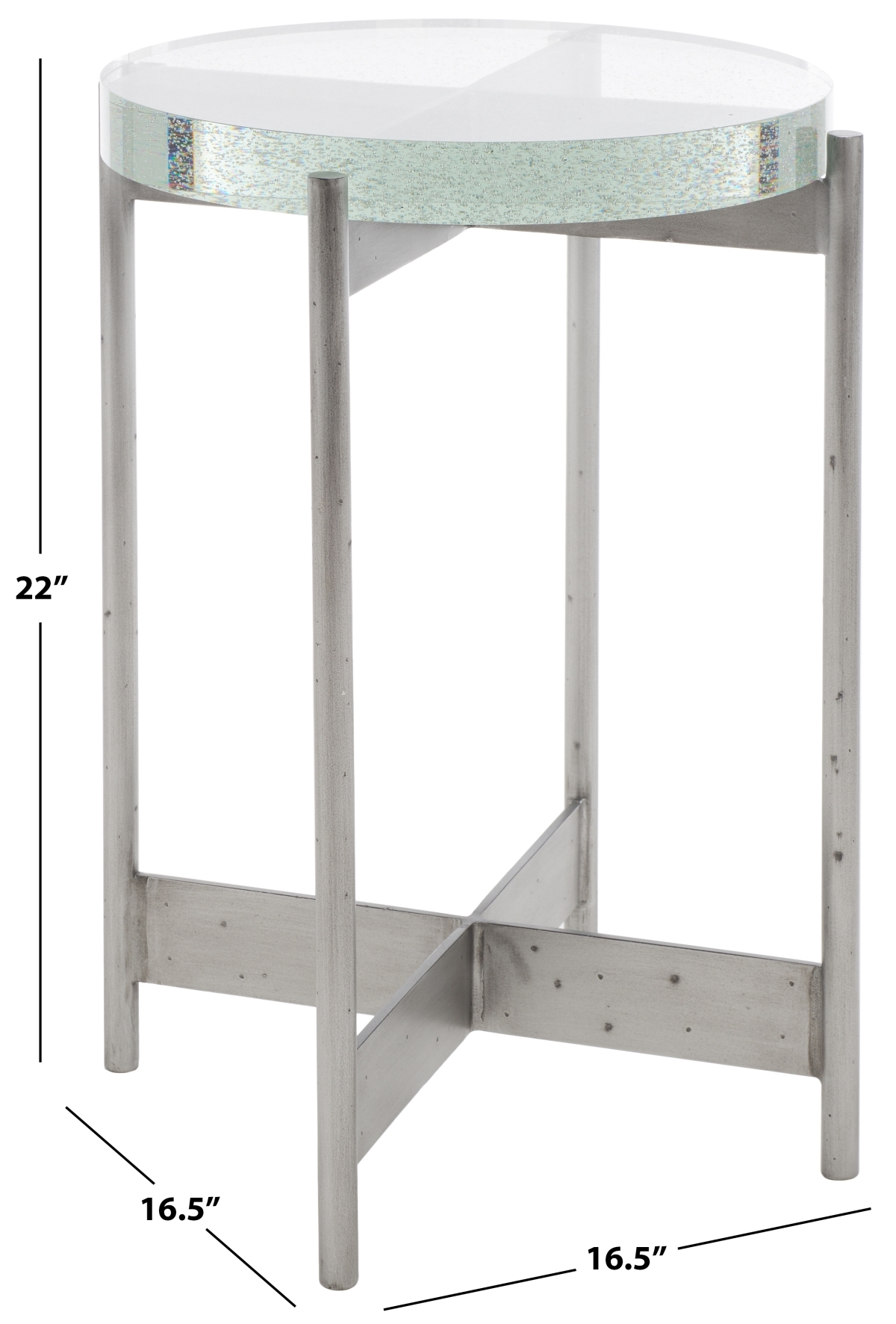 Adriella Round Bubble Glass Table - Silver/Clear - Image 7