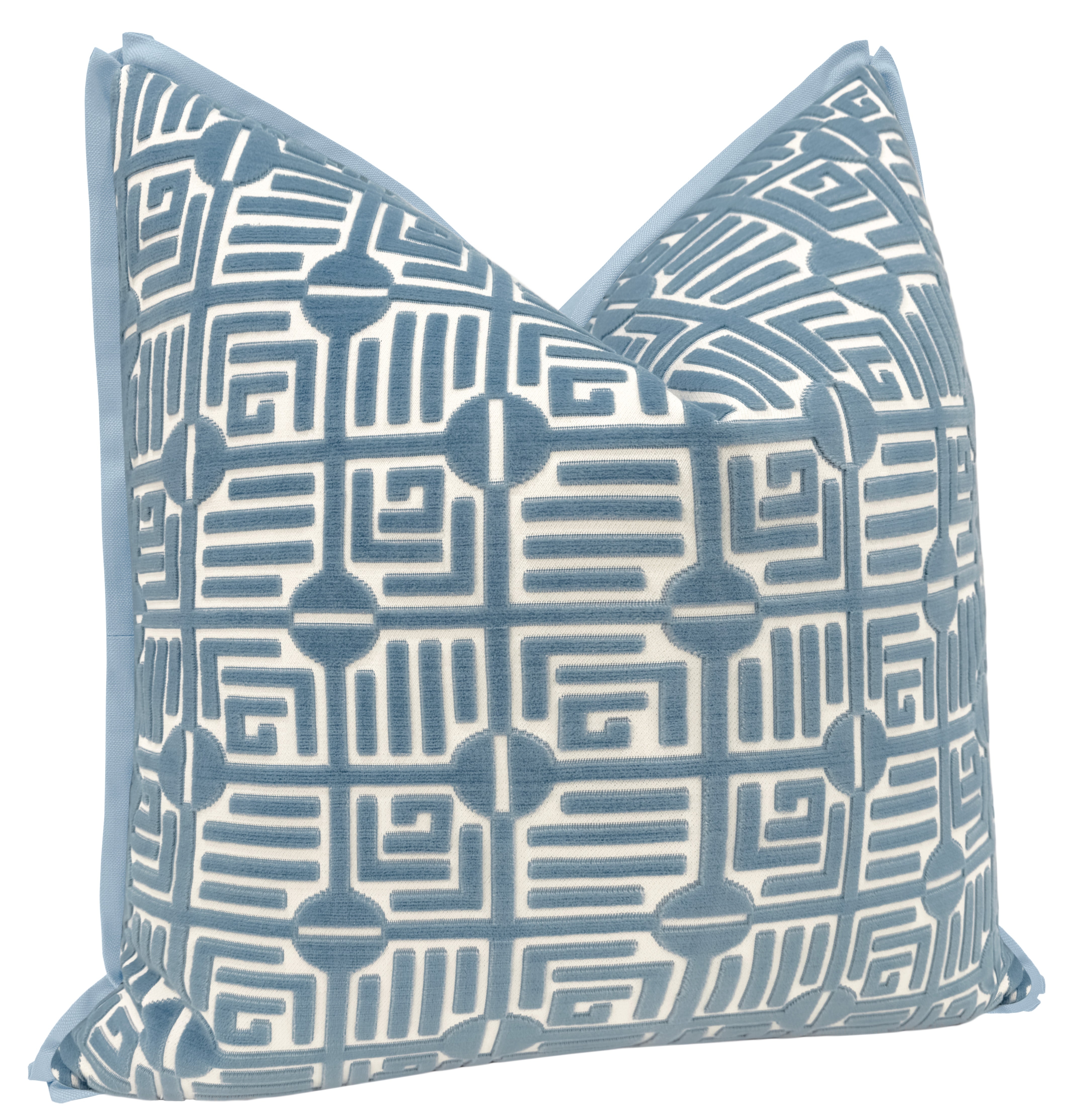 LABYRINTH VELVET // BLUE | THIBAUT - 20" X 20" / BUTTERFLY FLANGE / Powder Blue - Image 1