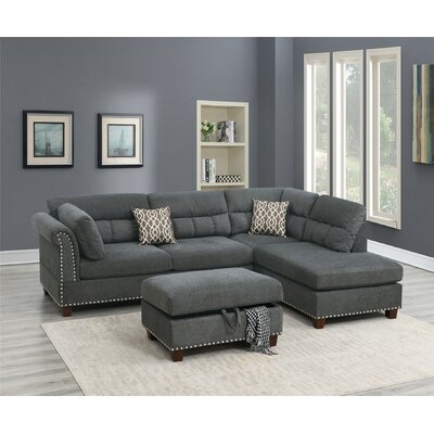 Fairland 111" Wide Reversible Modular Sofa & Chaise with Ottoman - Image 0