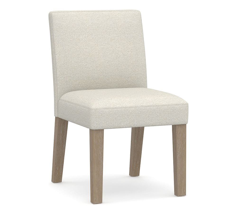 PB OPEN BOX Classic Upholstered Dining Side Chair, Seadrift Legs , Performance Boucle Oatmeal - Image 0