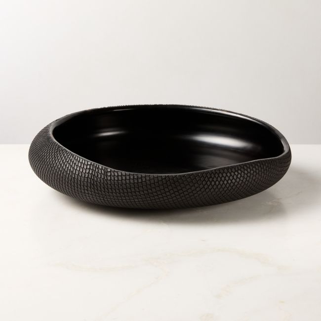 Cusco Textured Black Terracotta Decorative Bowl - Image 0