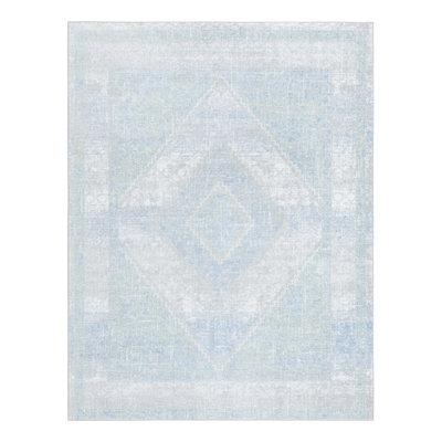 Fonsecca Geometric Machine Woven Polyester Area Rug in Gray/Green - Image 0