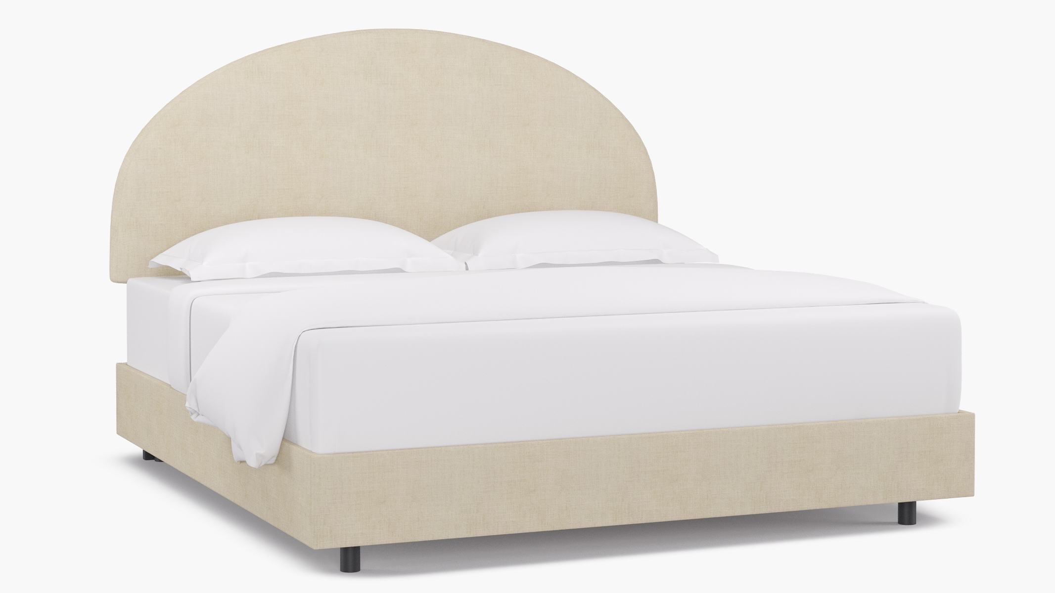 Arched Back Bed, Talc Everyday Linen, King - Image 1