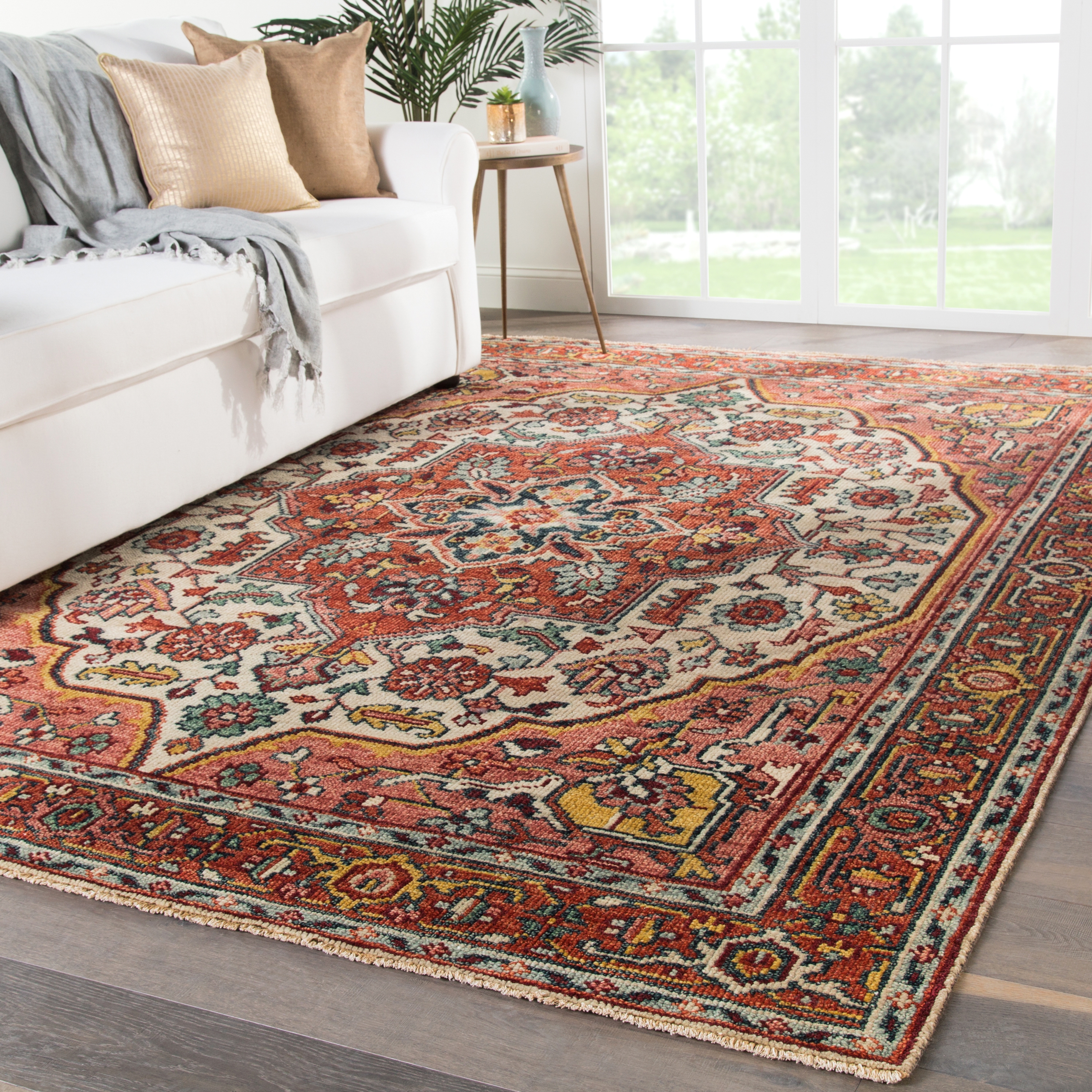 Tavola SLN04 Handknotted Medallion Pink and Red Area Rug (8'x10') - Image 4