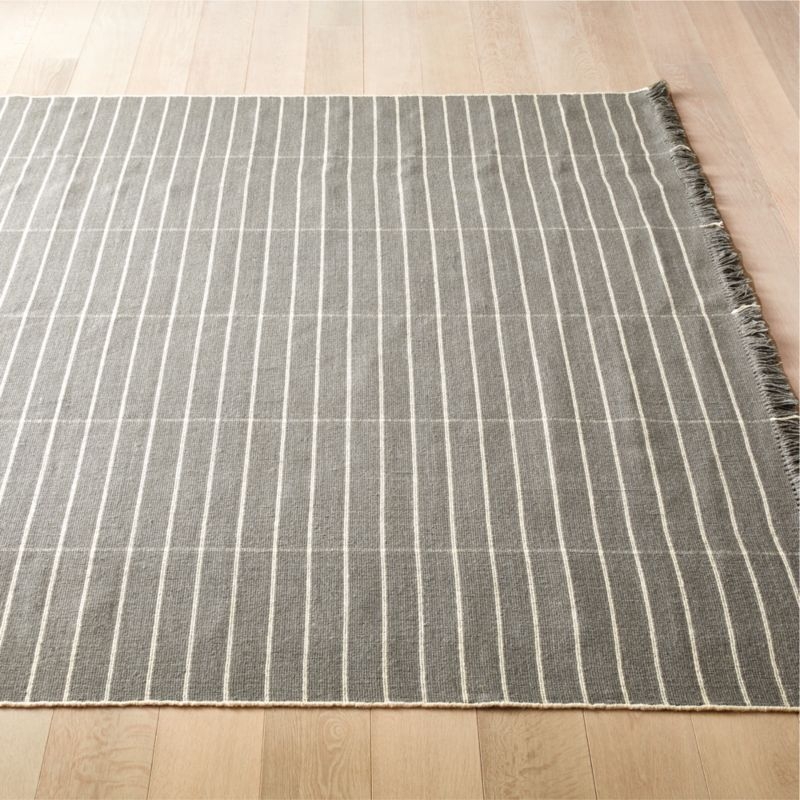 Reed Grey/White Stripe Rug 9'x12' - Image 1