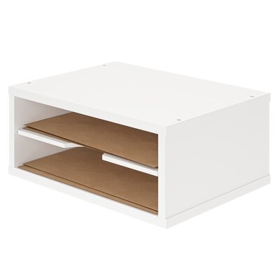 2 Tier Paper File Document Desk Organizer, For Home Office Business Mail Envelope Letter Storage Sorter, Stackable Tray Stand, Black - Image 0